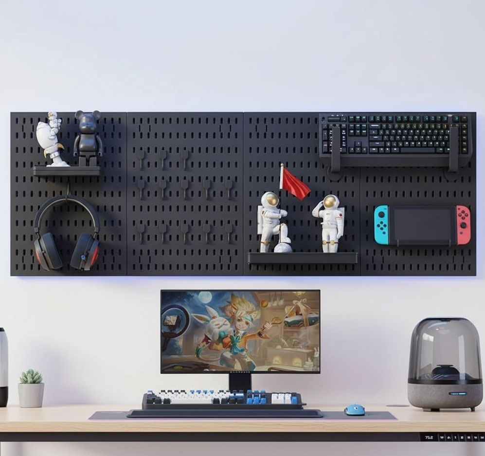 Pegboard Wall Organiser Kit with 4 Modular Panels & 19 Accessories