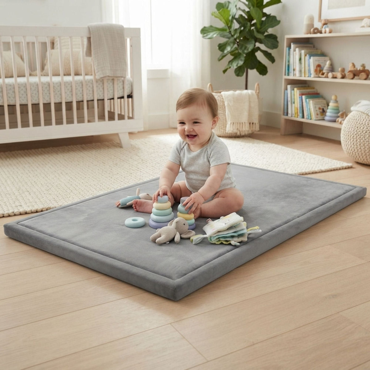 Baby Play Mat Thick Foam Crawling Mat for Infants - 150x100cm - Grey