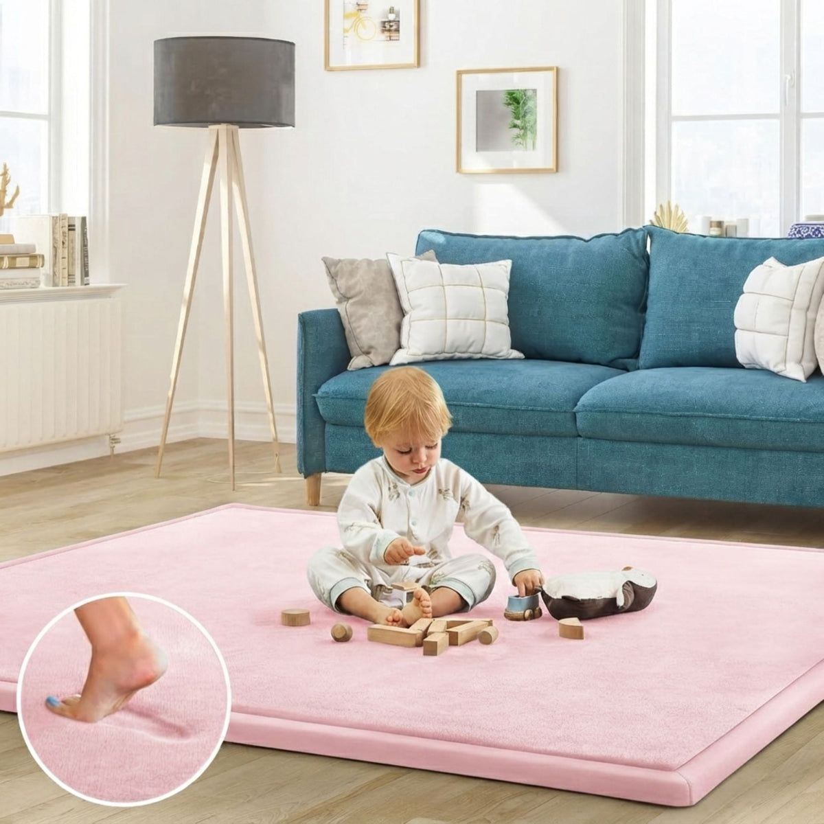 Baby Play Mat Thick Foam Crawling Mat for Infants - 200x150cm - Pink