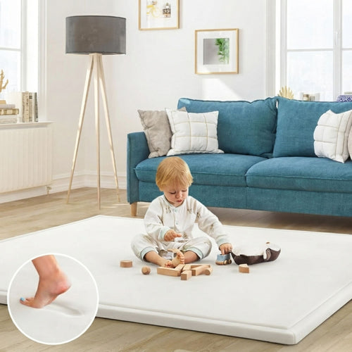 Baby Play Mat Thick Foam Crawling Mat for Infants - 200x150cm - White