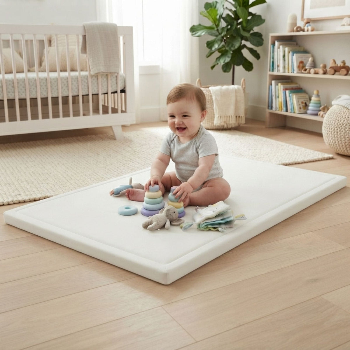 Baby Play Mat Thick Foam Crawling Mat for Infants - 200x150cm - White