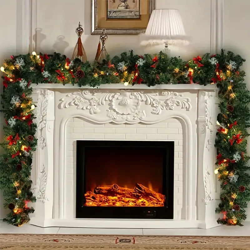 Twinkling Tidings: LED-lit Christmas Rattan Garland