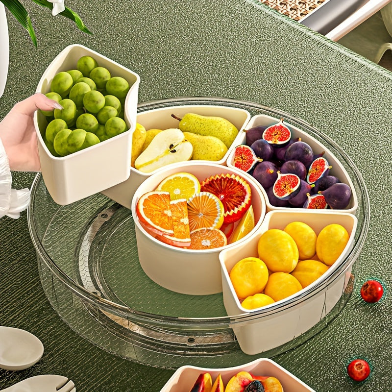 Round Plastic Food Storage Organizer with Lid