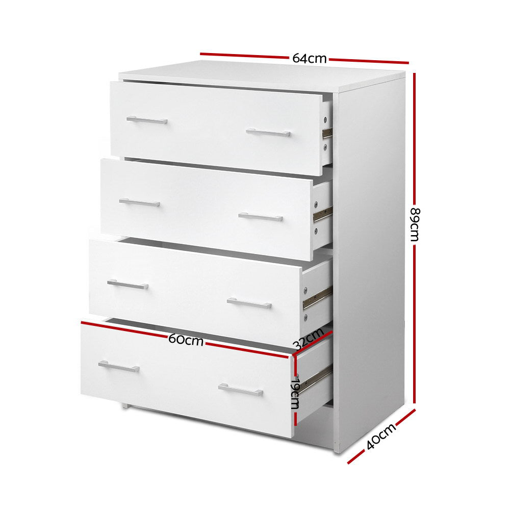 NNEDSZ Tallboy 4 Drawers Storage Cabinet - White