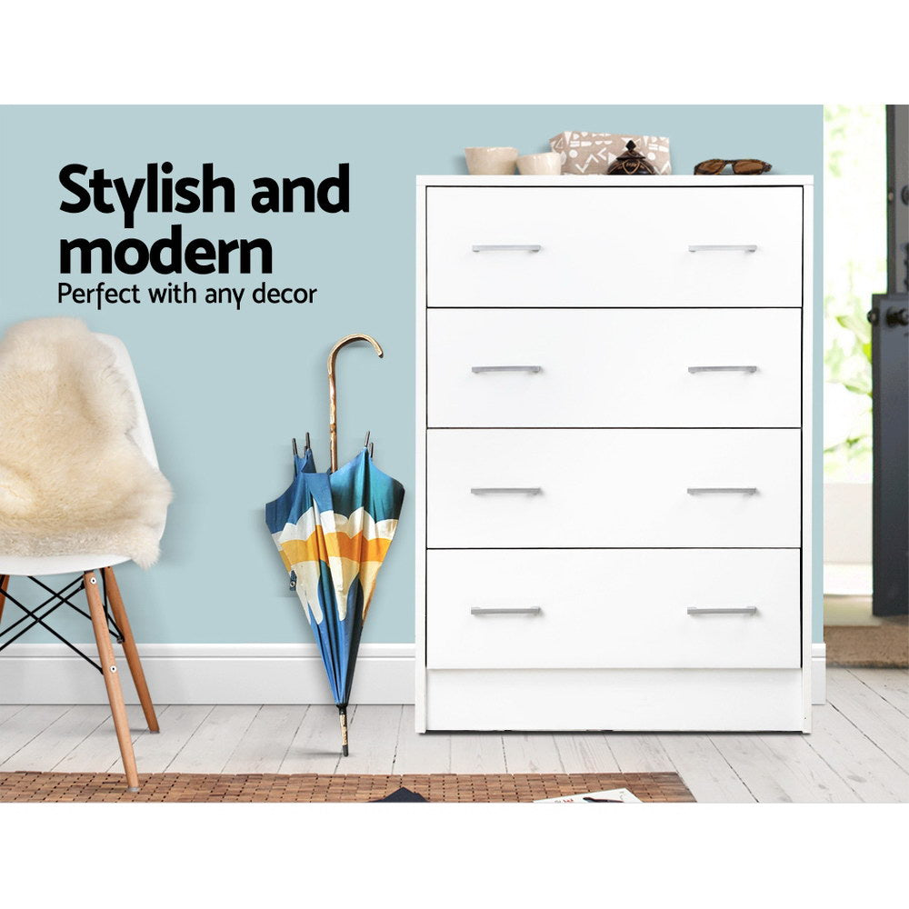 NNEDSZ Tallboy 4 Drawers Storage Cabinet - White