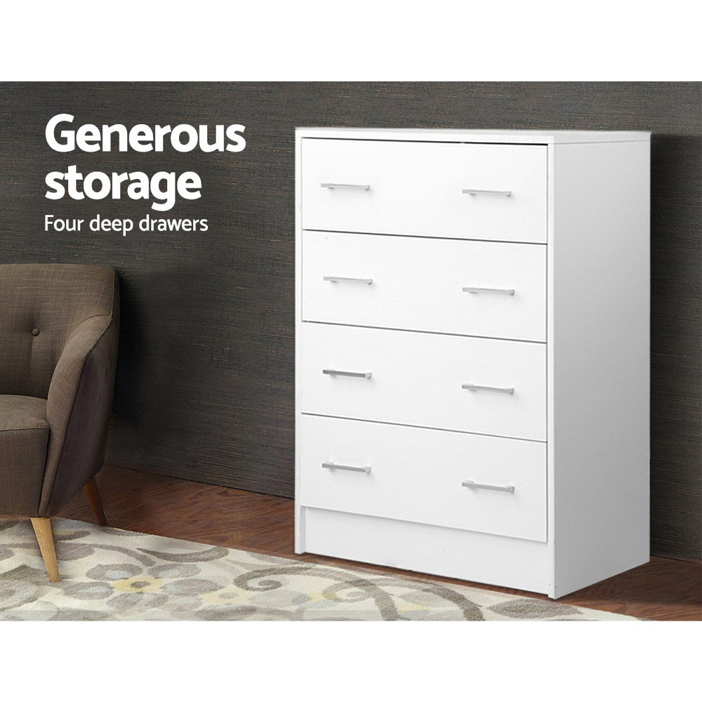 NNEDSZ Tallboy 4 Drawers Storage Cabinet - White