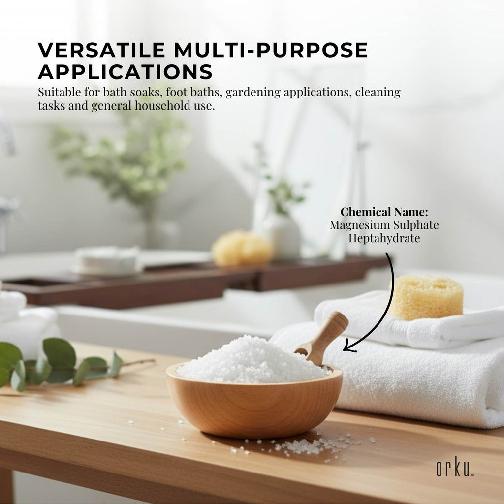 Orku USP Epsom Salt Crystals Magnesium Sulphate - Bath Soak Salts