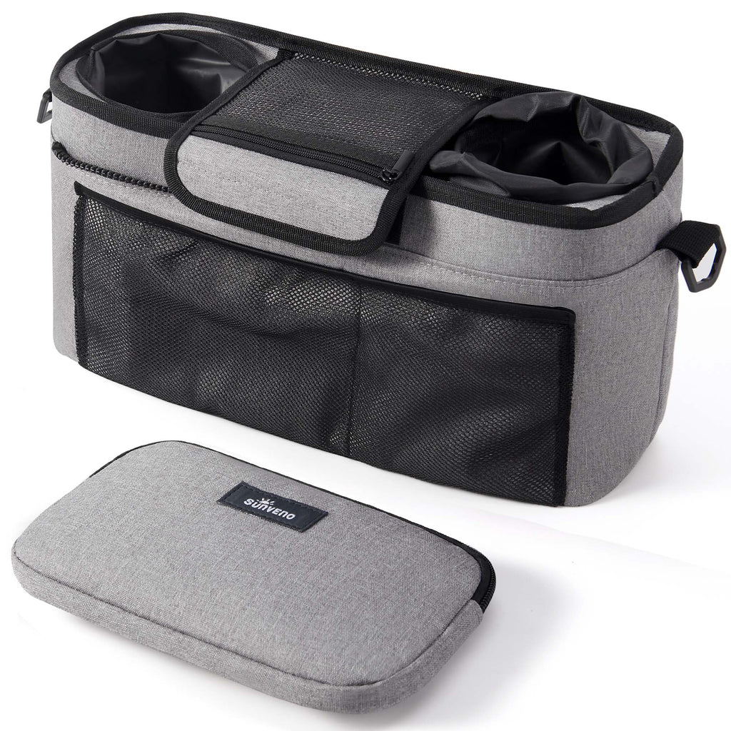 SUNVENO Universal Stroller Organizer with Cup Holders, Detachable Parent Pouch & Shoulder Strap