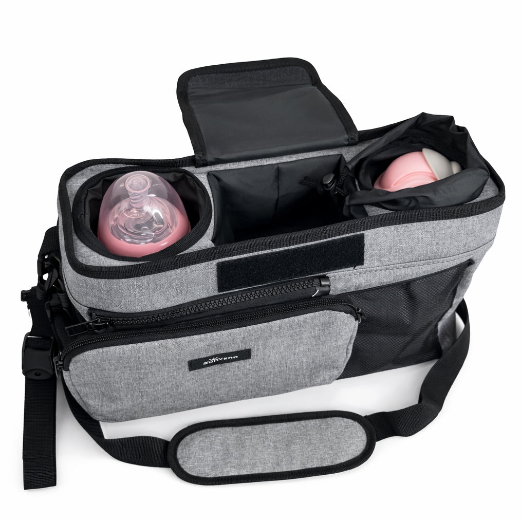 SUNVENO Universal Stroller Organizer with Cup Holders, Detachable Parent Pouch & Shoulder Strap