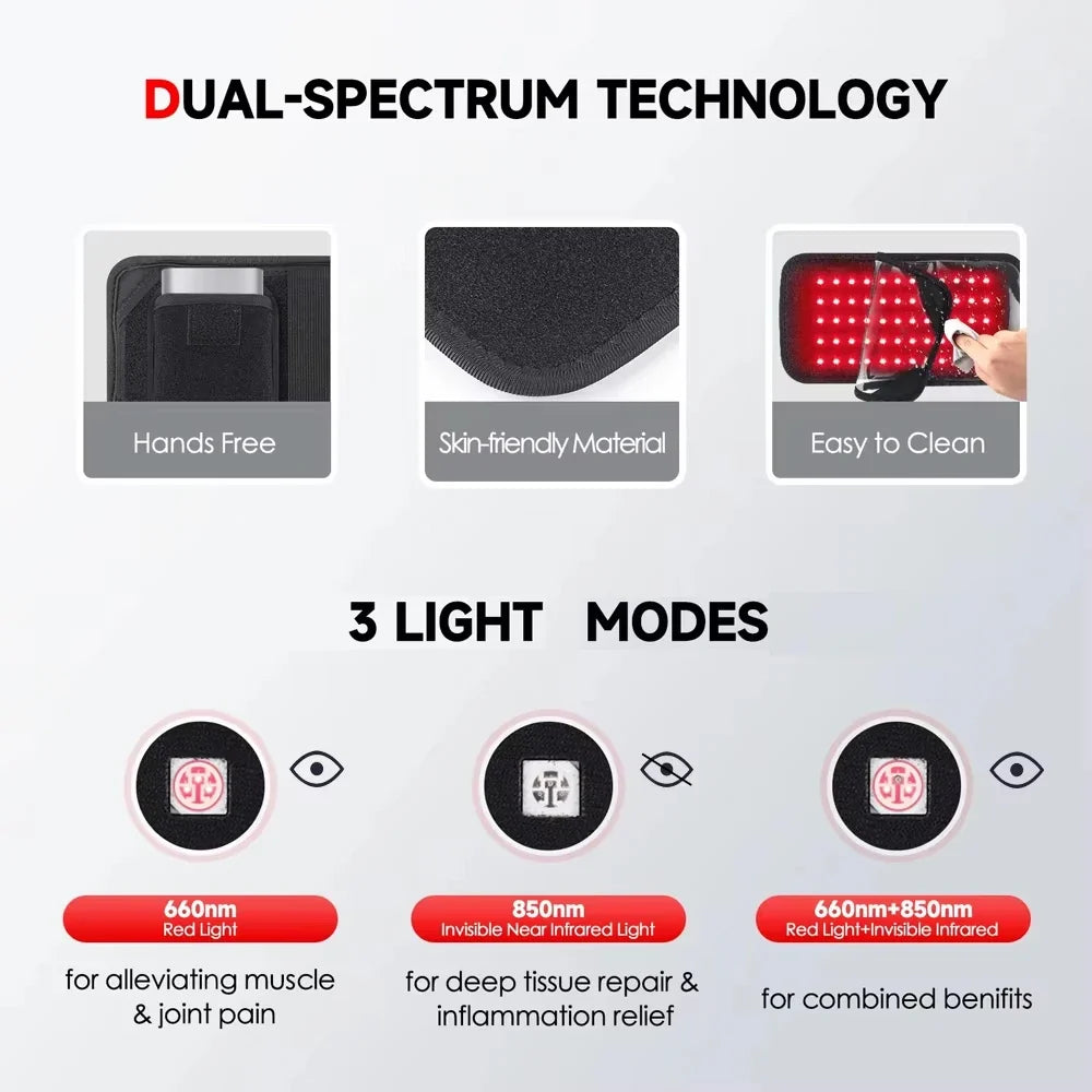 NNEOBA 60-LED Red Infrared Light Therapy Belt Black