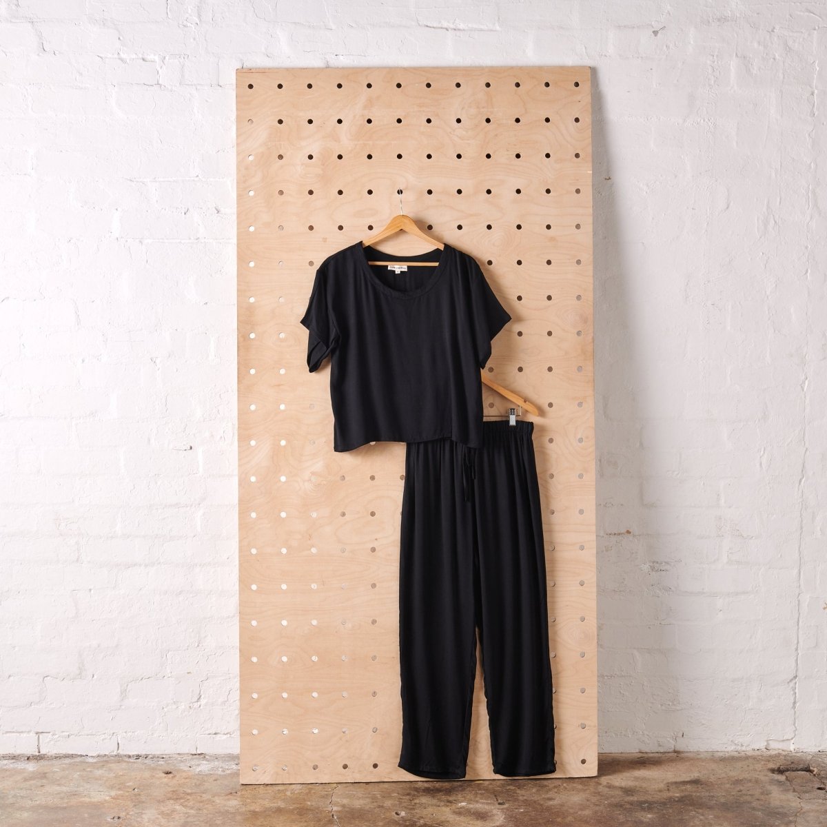 Bamboo Pyjamas - Tee and Pant Set in Black