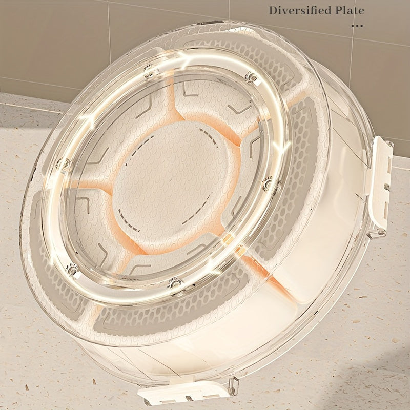 Round Plastic Food Storage Organizer with Lid