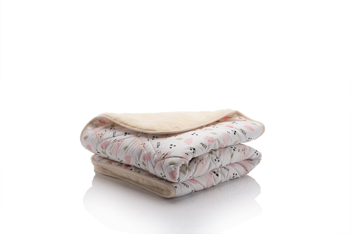 Reversible Merino Wool Toddler Blanket with Cotton