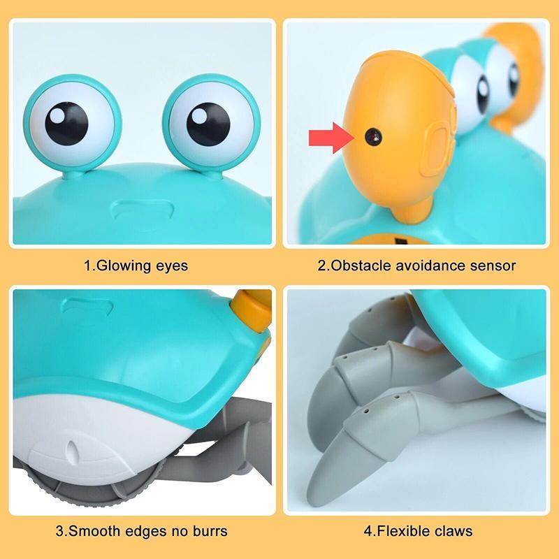 Electric Crawling Crab Toy with Music and LED Lights Interactive Moving Toy for Playtime