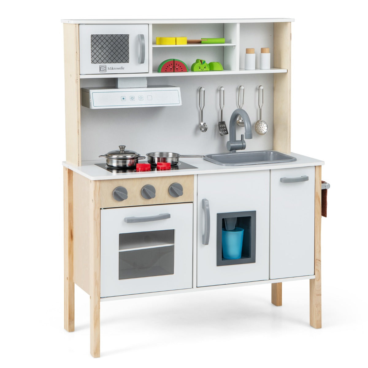 NNECW Kids Kitchen Playset with Towel Rack for Toddlers