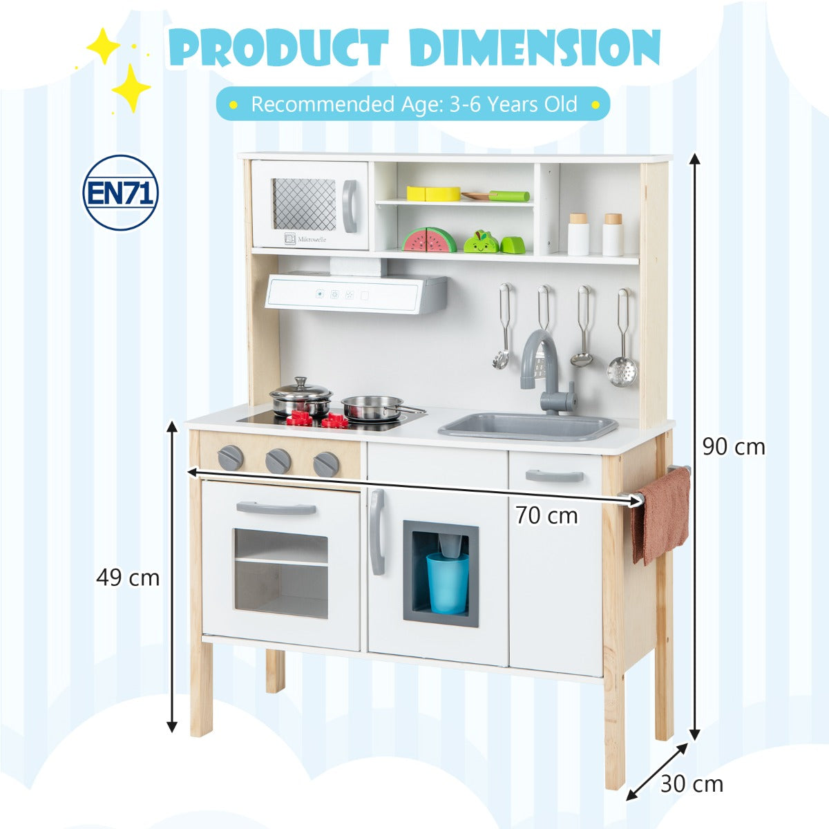 NNECW Kids Kitchen Playset with Towel Rack for Toddlers