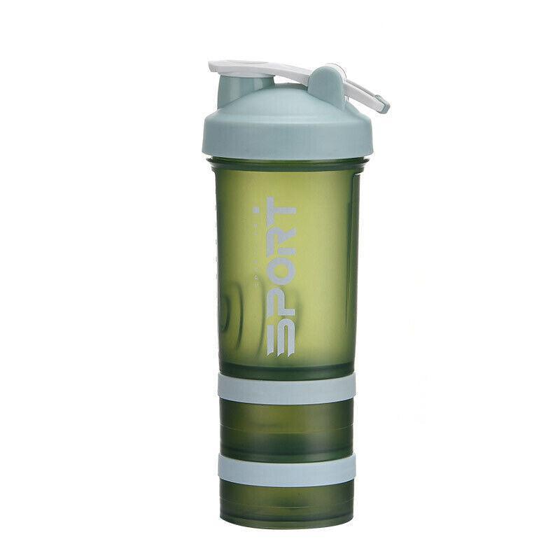 Powder Milkshake Drink Cup Sport Water Bottle 500Ml 3 Tier Protein Shaker Pill