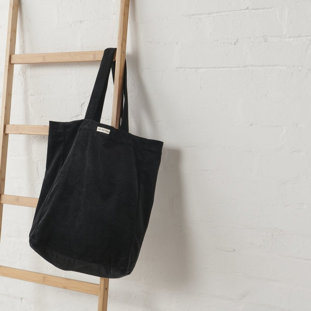 Cord Tote Bag in Black