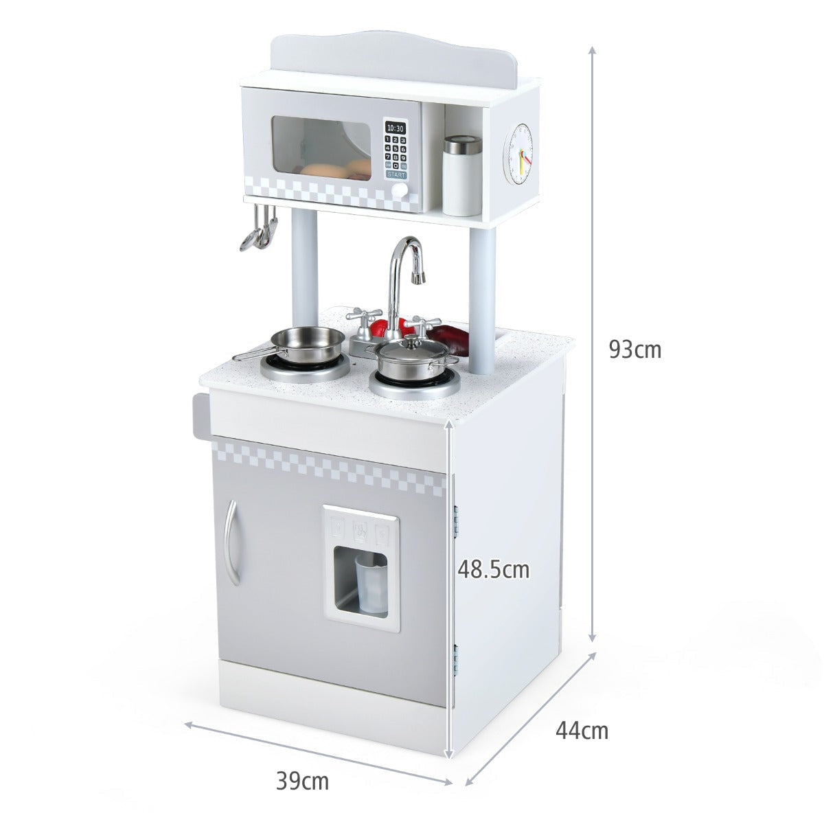 NNECW Double-Sided Kids Play Kitchen with Cooking Sets for Toddlers Ages 3 +