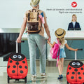 NNECW 2-IN-1 Skateboard Luggage with 3 Color Lighted Wheels for Kids-Red